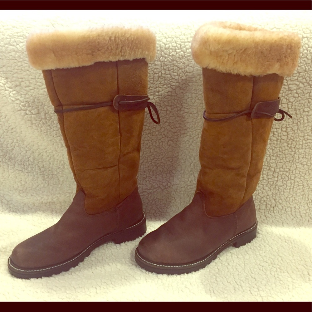 Women’s Tall Brown Leather Shearling boots