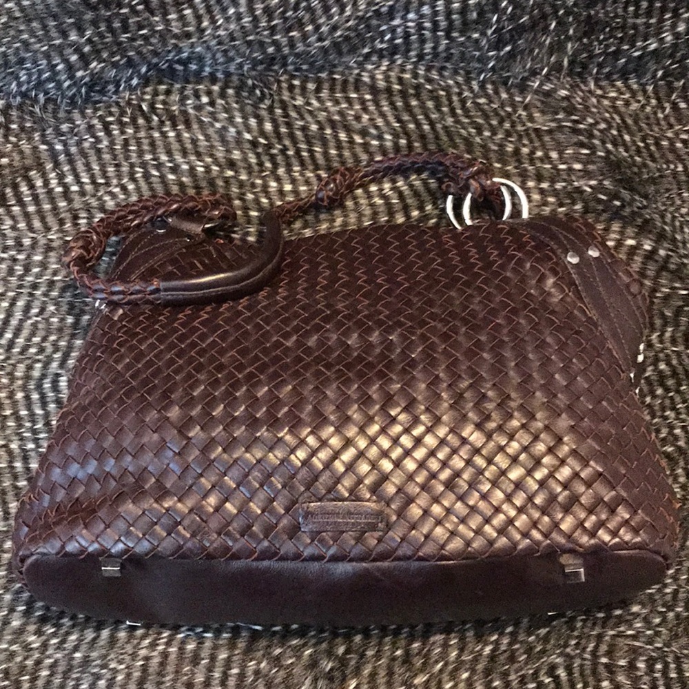 SOLD Adrienne Vittadini woven brown leather bag