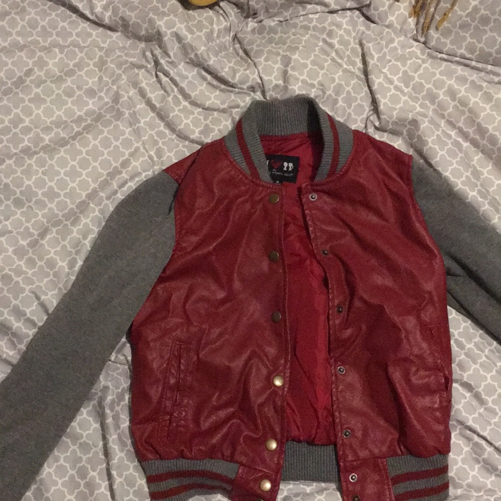 Red and Grey Bomber Jacket