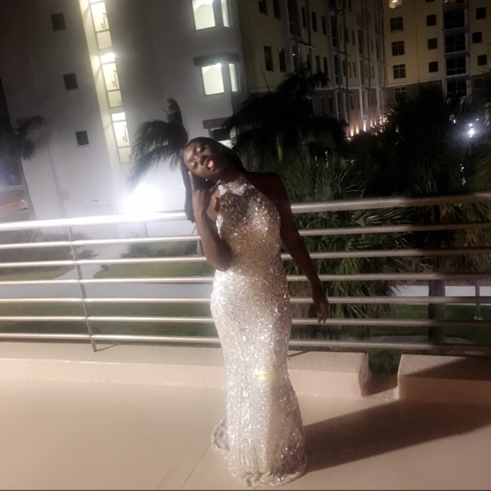 Halter top sequined Prom Dress