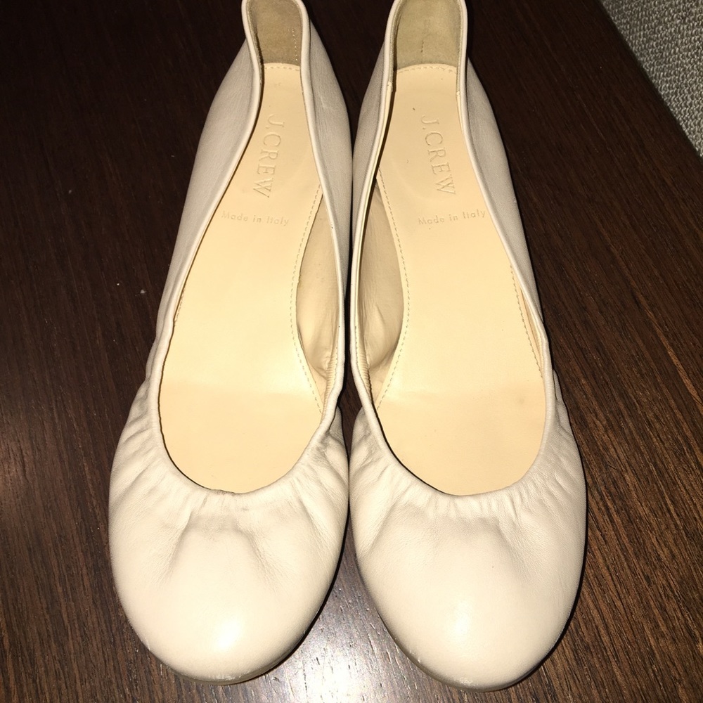 J Crew beige leather ballet flats