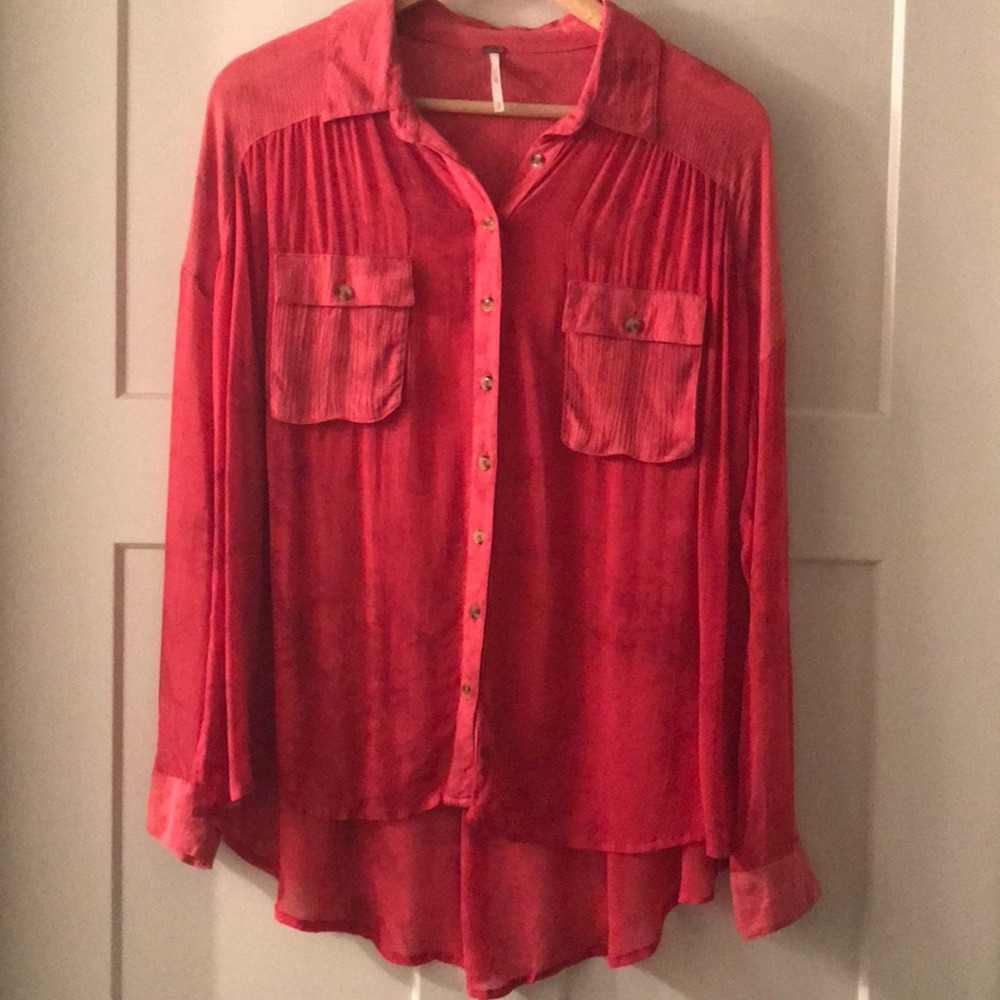 Free People high low button down