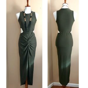 Olive green long dress
