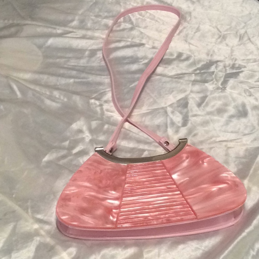 Beautiful ice pink handbag shoulder bag. Vtg 80’s