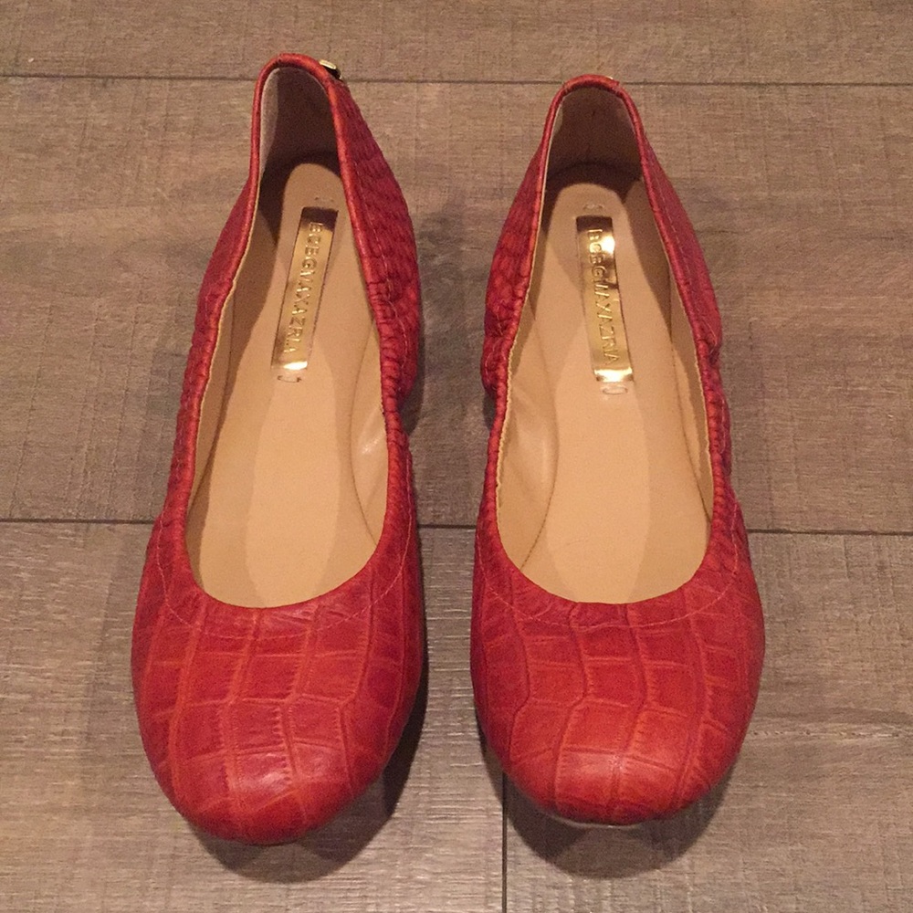 BCBG Max Azria Croc Stamp Red Flats