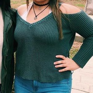 Green LA Hearts knitted sweater