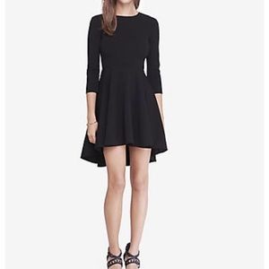 Three Quarter Sleeve Hi Lo Hem Fit And Flare Dress