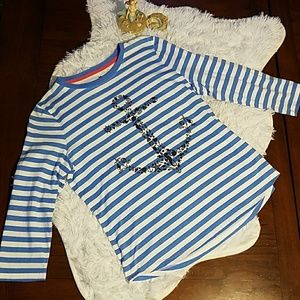 Talbots Anchor 3/4 sleeve striped shirt
