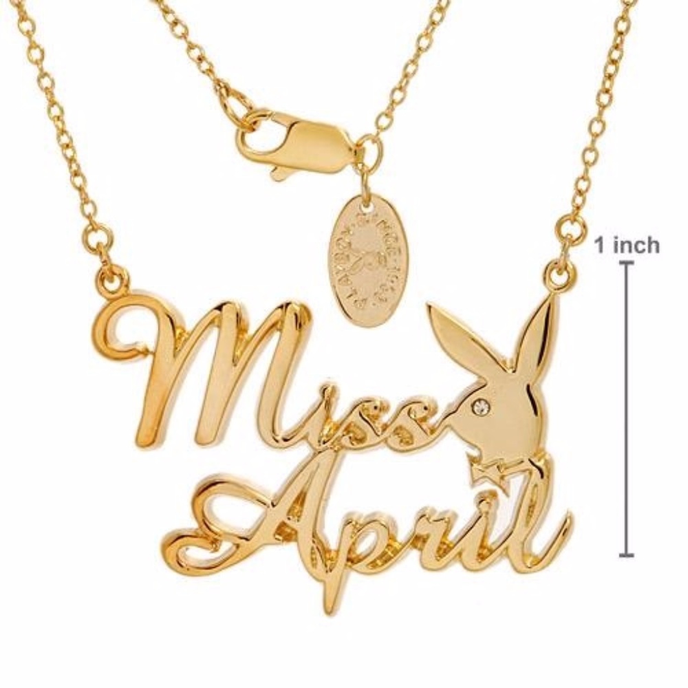 Playboy Necklace Miss April Gold Plated Bunny 17" - Picture 4 of 14