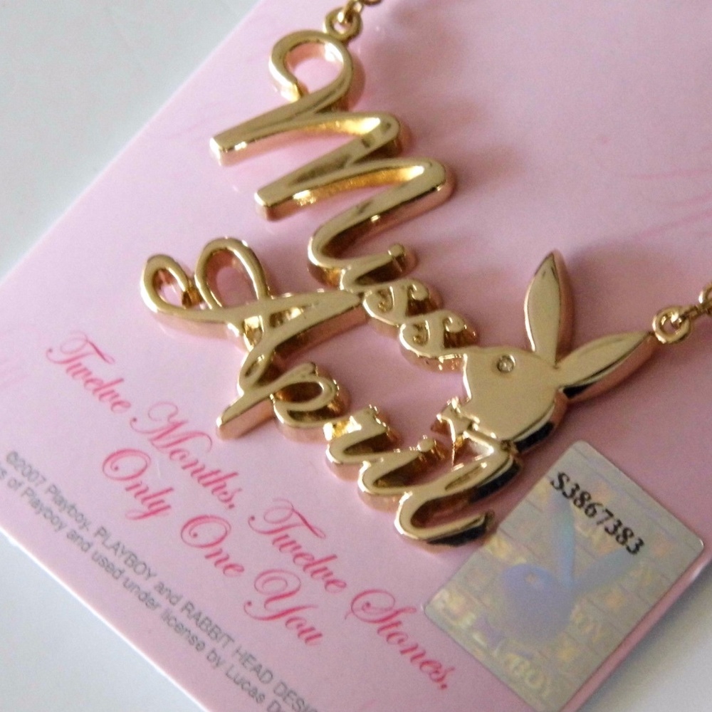 Playboy Necklace Miss April Gold Plated Bunny 17" - Picture 8 of 14