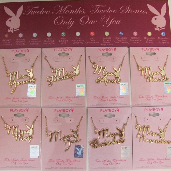 Playboy Necklace Miss February Bunny Pendant Gold Plated Birthstone NWT RARE y2k - Picture 6 of 8