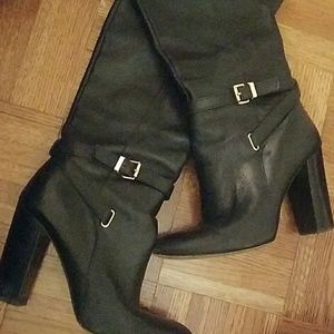 ANNE KLEIN- LEATHER gold detail boots MAKE OFFER