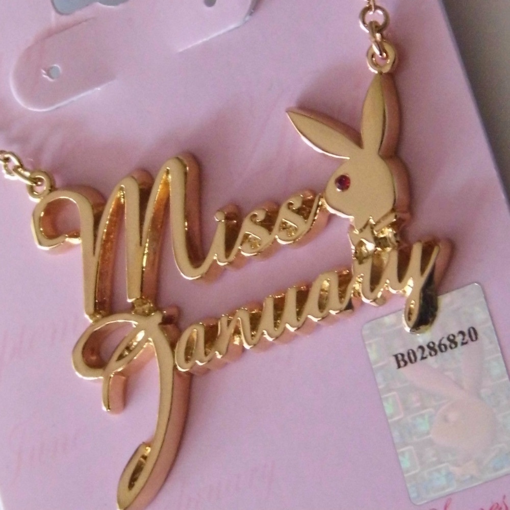 Playboy Necklace Miss January Bunny Pendant Gold Plated Birthstone NWT Authentic - Picture 2 of 8