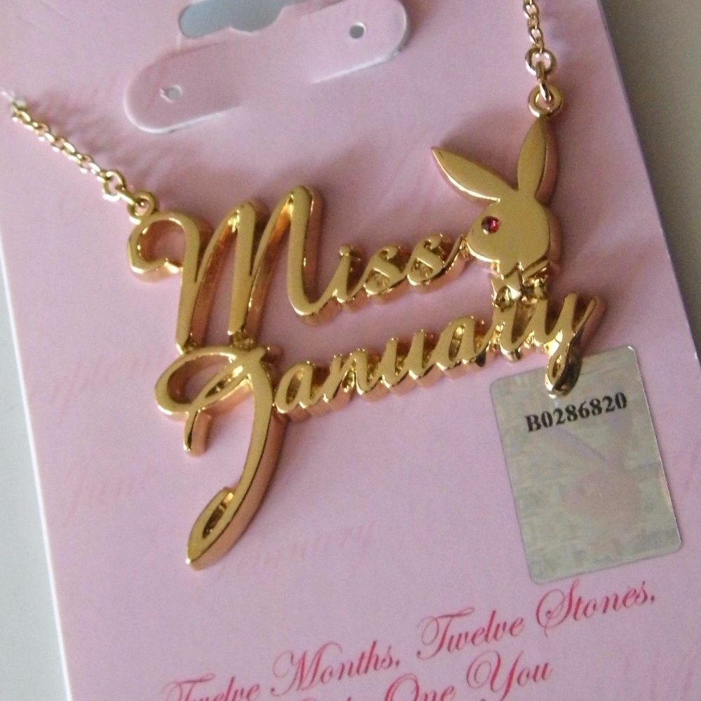 Playboy Necklace Miss January Bunny Pendant Gold Plated Birthstone NWT Authentic - Picture 5 of 8