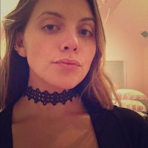 Black embroidered choker