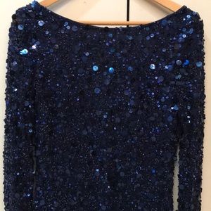 Aidan Mattox Royal Blue Sequin Holiday Cocktail