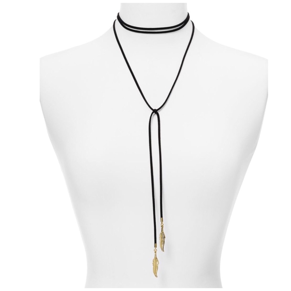 Dallas feather choker black and gold