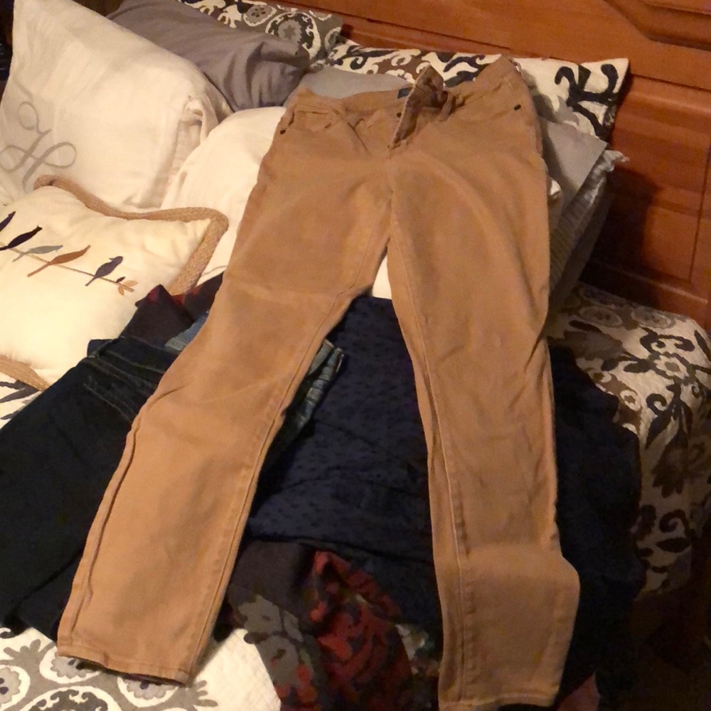 Old Navy Rockstar tan sateen pants