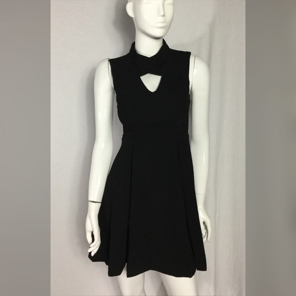 Dresses & Skirts - Little black dress skater choker neck SZ S new