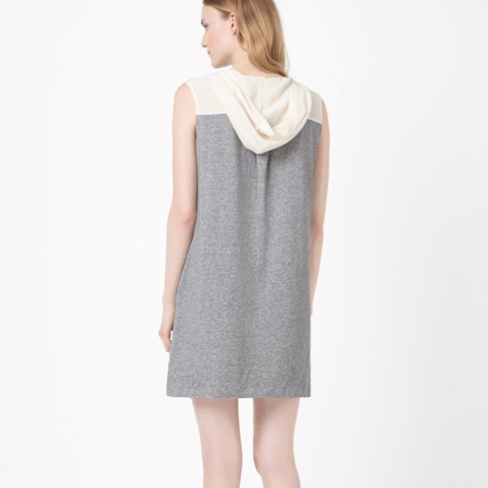 COS Gray Cotton Jersey Dress with Silk Hood