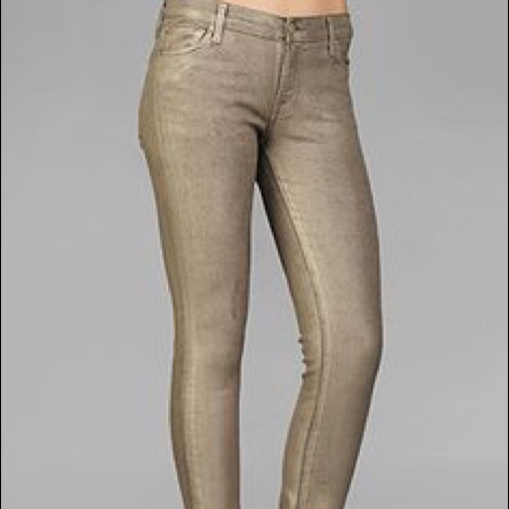 Gold skinny jeans from 7 For All Mankind