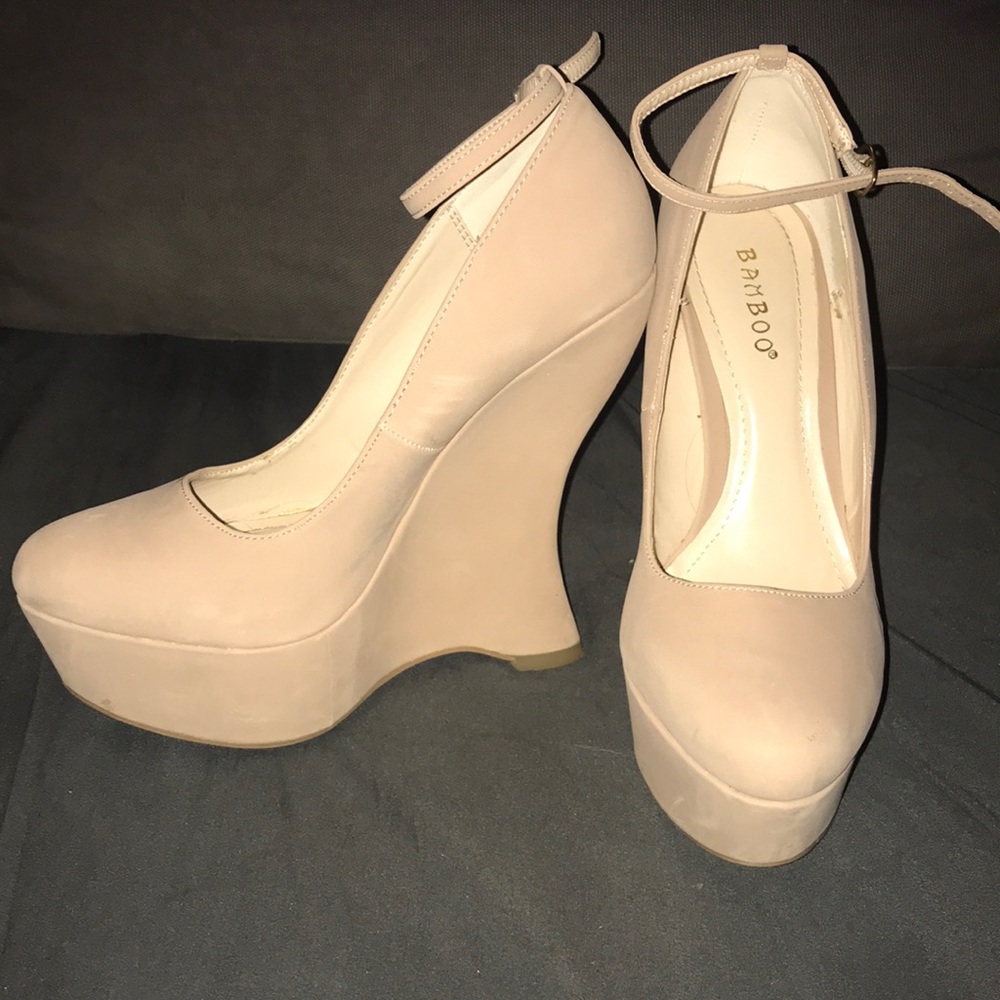 Nude wedge heels