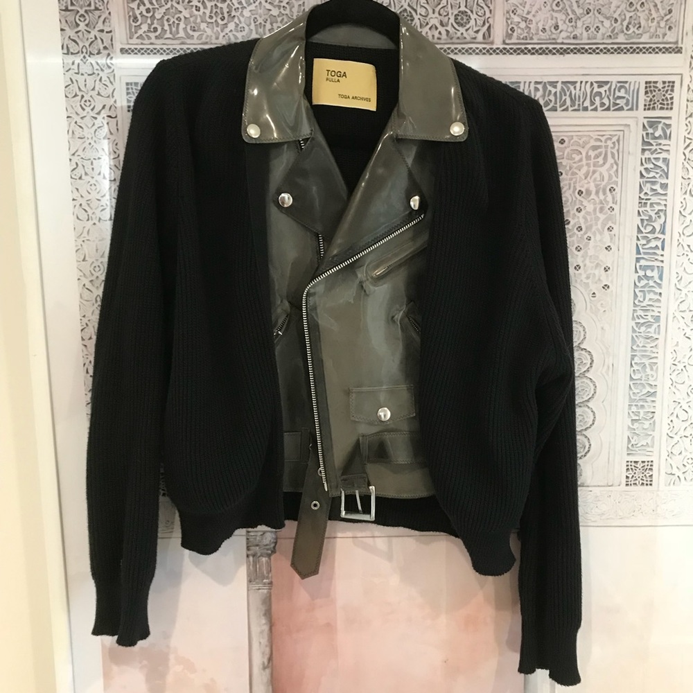Toga Pulla vinyl biker jacket / sweater - S