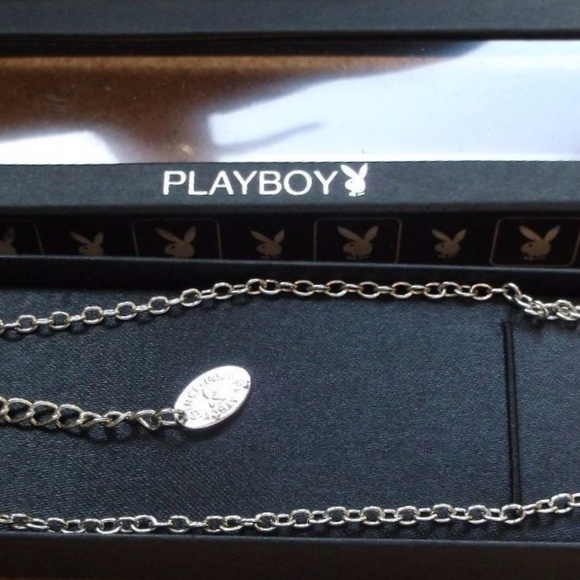 Playboy Necklace Pink Enamel Bunny Platinum Plated - Picture 3 of 8