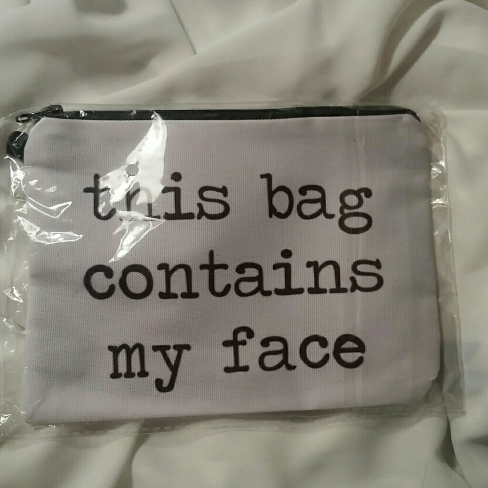 🎈NEW "This Bag Contains My Face" White Makeup Bag - Picture 3 of 4