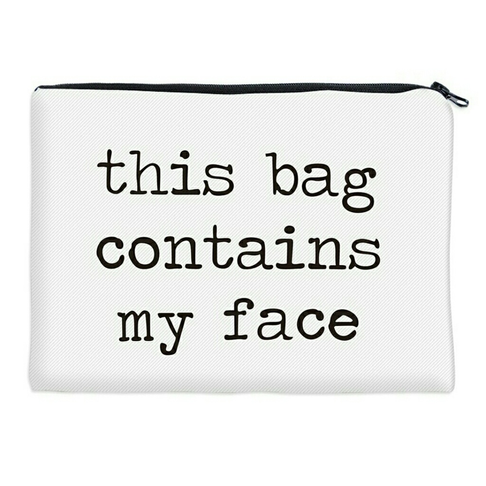 🎈NEW "This Bag Contains My Face" White Makeup Bag - Picture 1 of 4