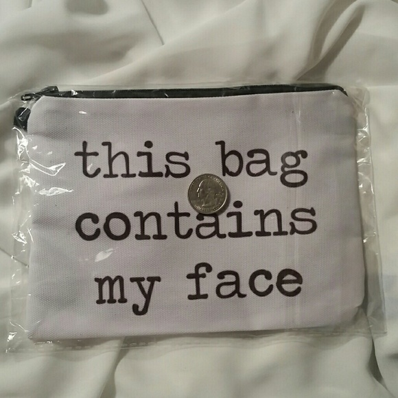 🎈NEW "This Bag Contains My Face" White Makeup Bag - Picture 4 of 4