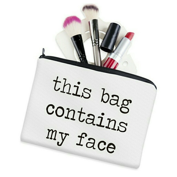 🎈NEW "This Bag Contains My Face" White Makeup Bag - Picture 2 of 4
