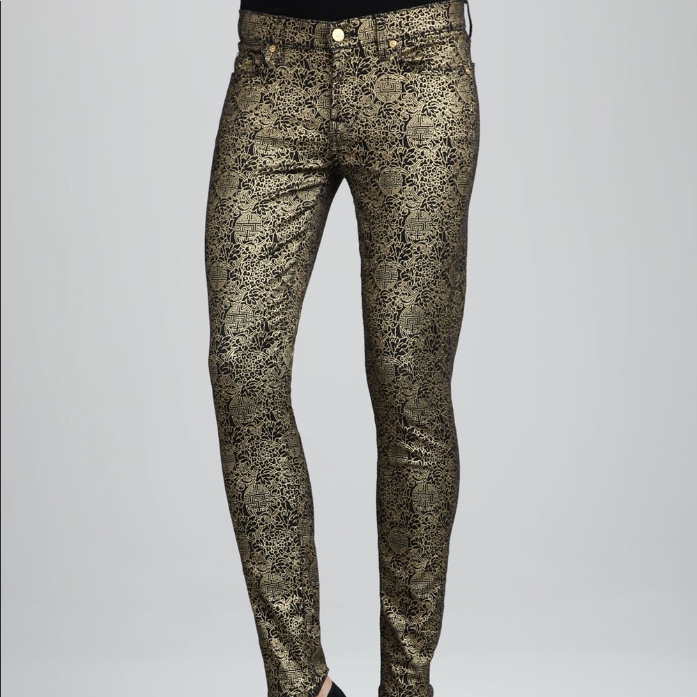 Gold and black 7 for all mankind skinny jeans
