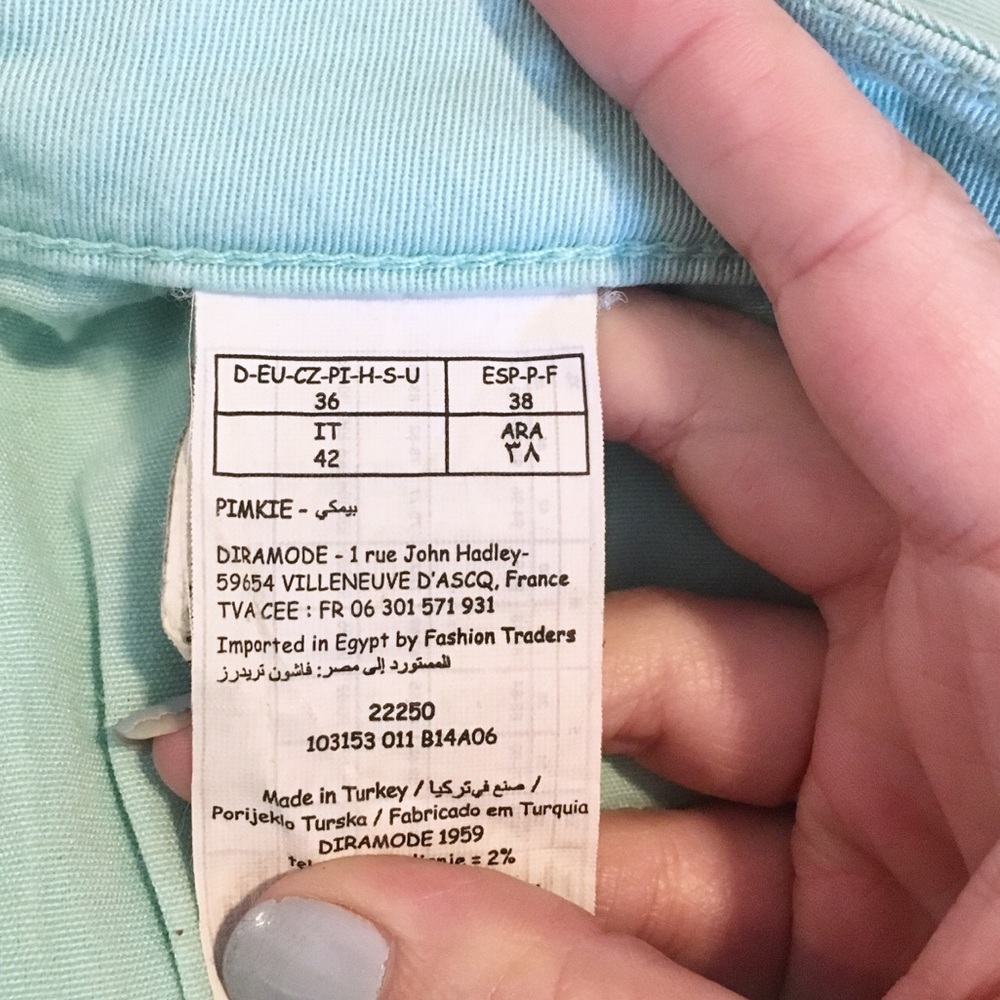 Mint Green jeans trapunto & articulated stitching - Picture 4 of 8