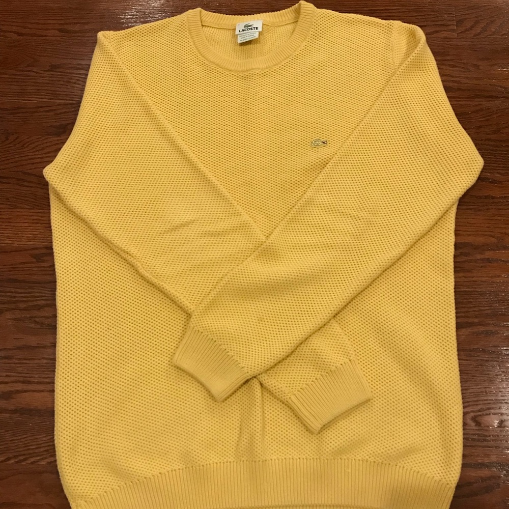Lacoste Pale Yellow Knit Sweater pastel yellow
