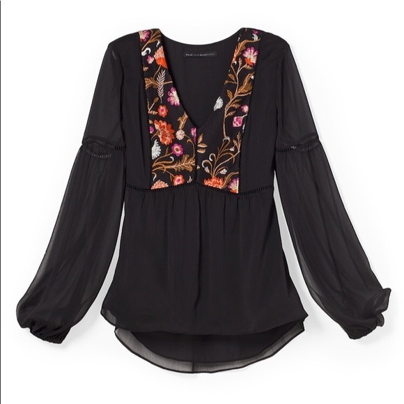 White House Black Market Tops - BRAND NEW WHBM FLORAL EMBROIDERED BLOUSE