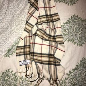 Women's plaid fuzzy scarf with fringe