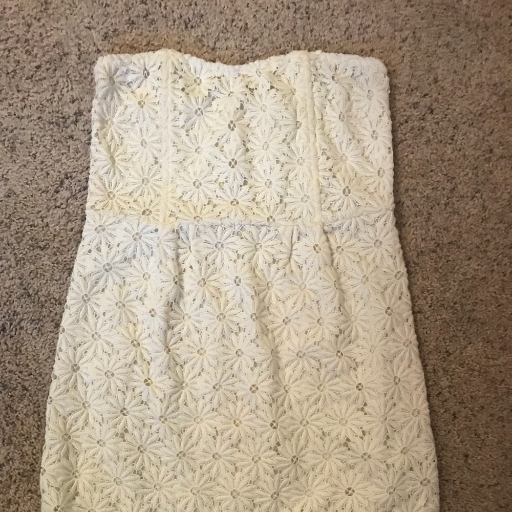 Cream crochet strapless dress WORN ONCE