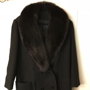 Double Breasted Wool Coat with Real Fox Collar.