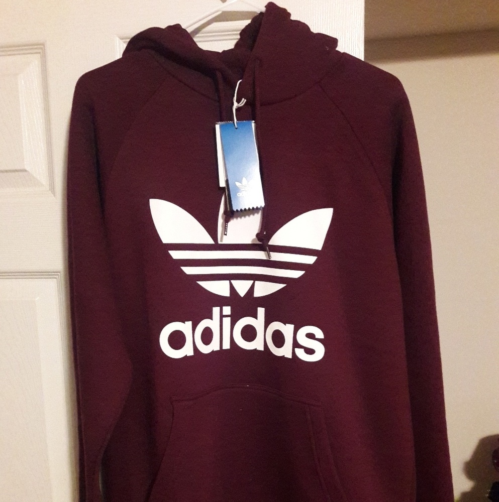 Burgandy Addidas hoodie Sz L