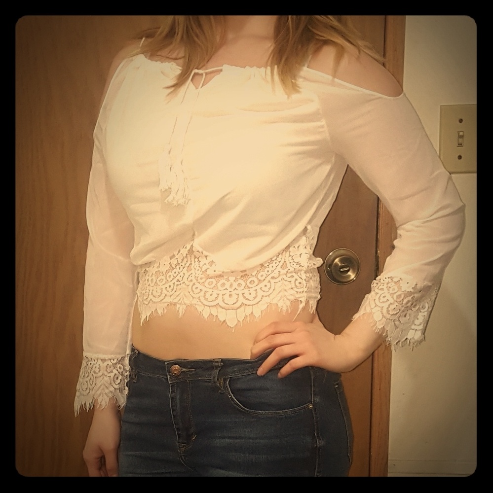 White shoulder strapped shirt