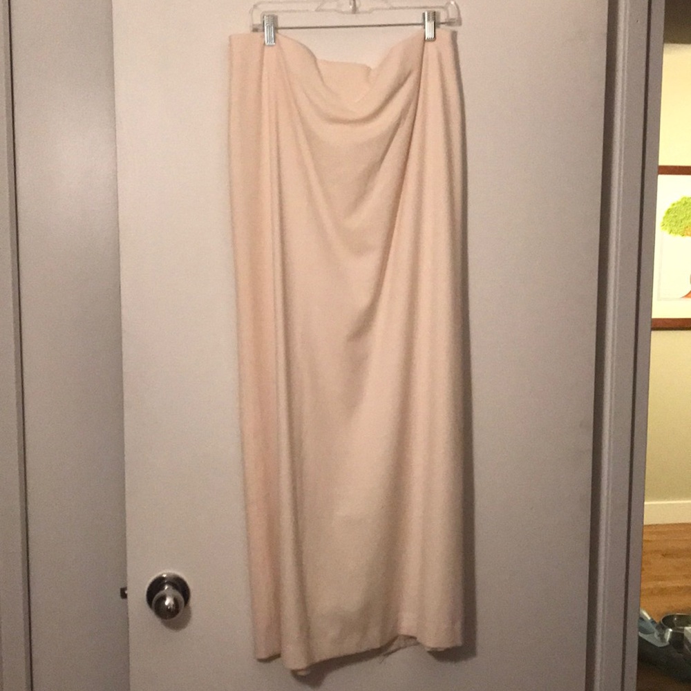 Floor length winter white wool skirt