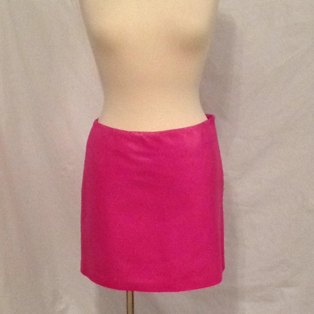 Pink Leather Mini Skirt