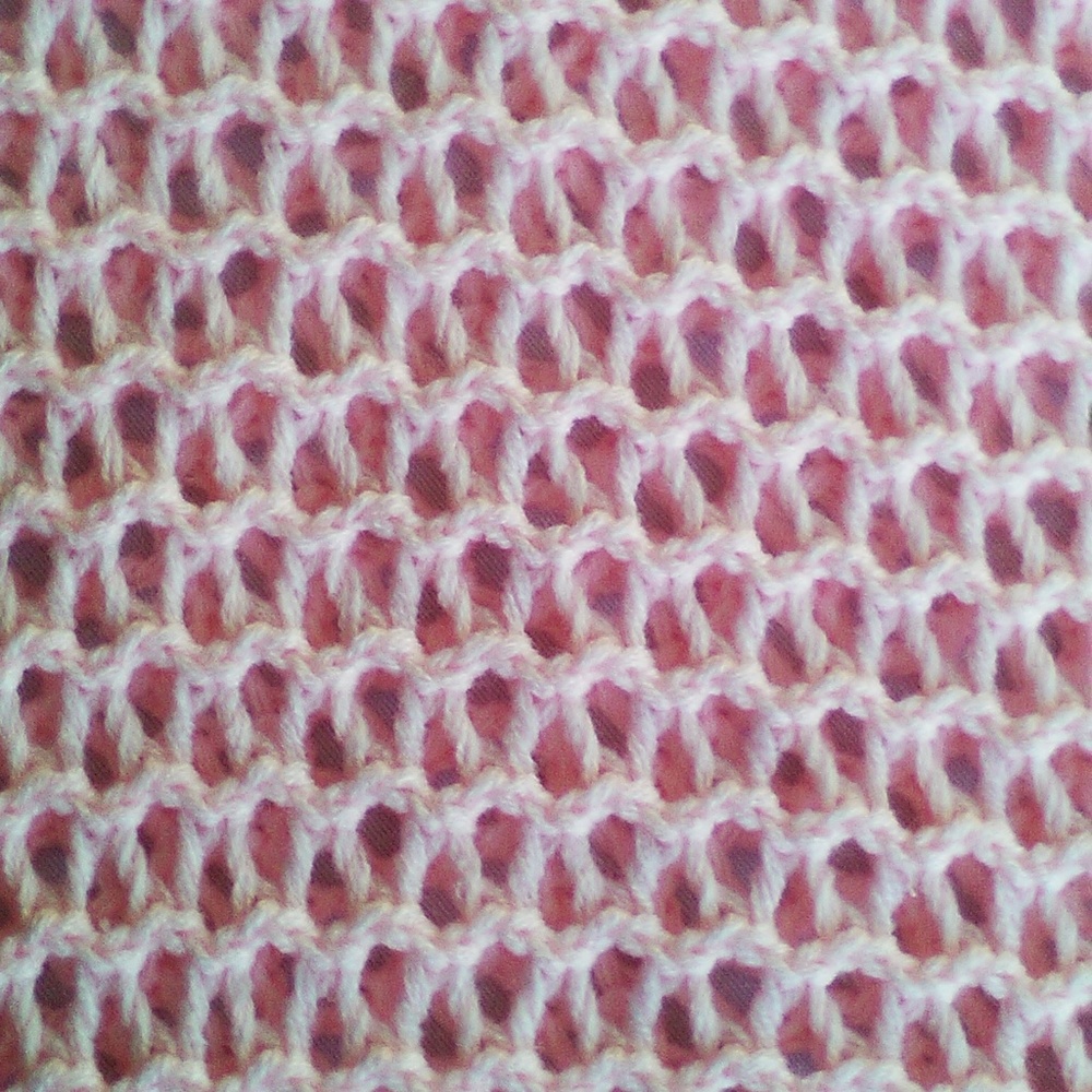 HP Pink Traffic Asymmetric High-Low Crochet Knit Shawl Sweater Fringe So Soft! - Picture 4 of 8