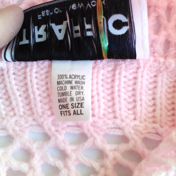 HP Pink Traffic Asymmetric High-Low Crochet Knit Shawl Sweater Fringe So Soft! - Picture 6 of 8