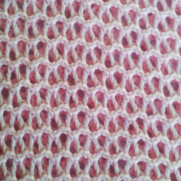 HP Pink Traffic Asymmetric High-Low Crochet Knit Shawl Sweater Fringe So Soft! - Picture 4 of 8