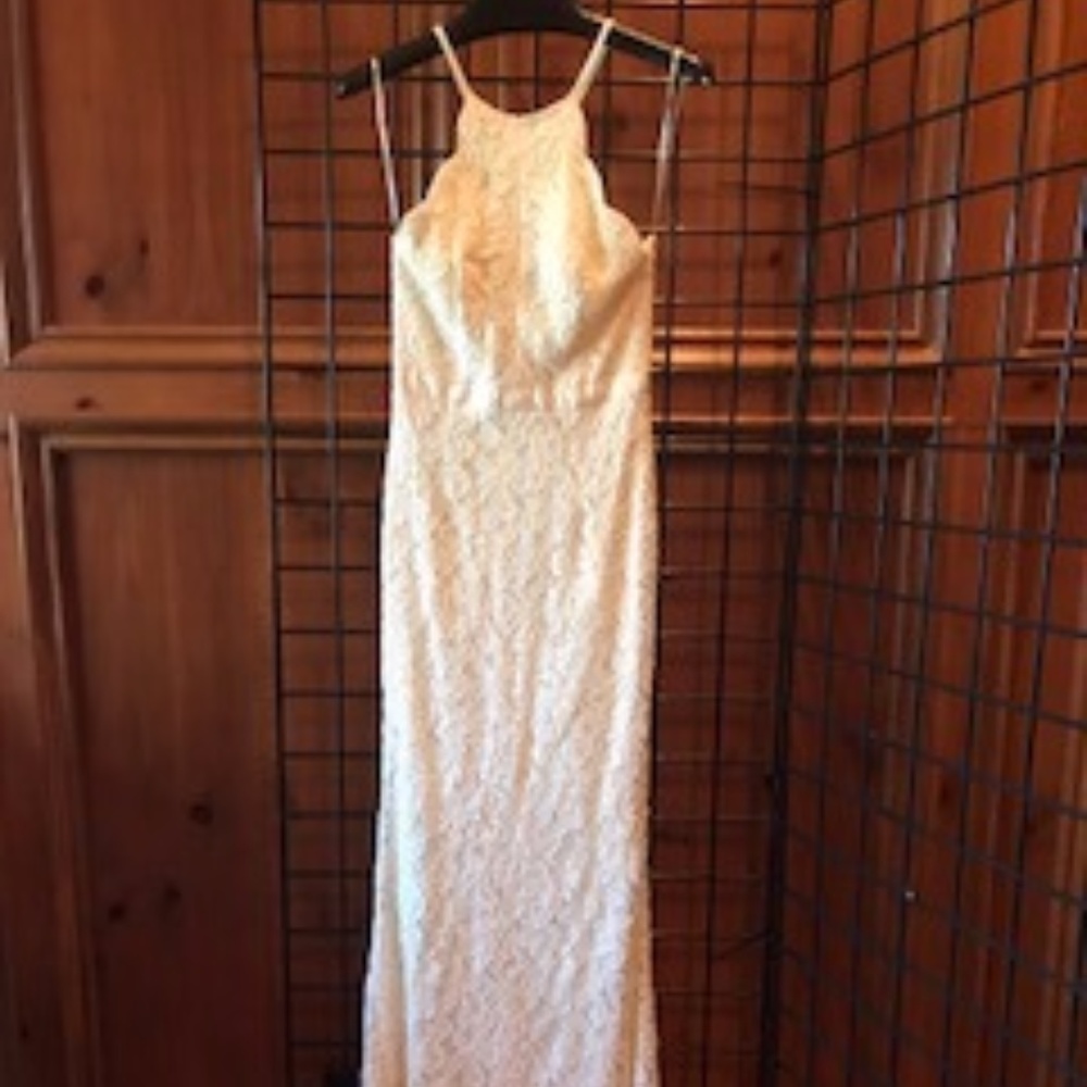 Floor Length Cream Color Lace Dress