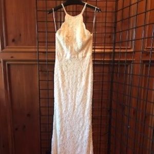 Floor Length Cream Color Lace Dress