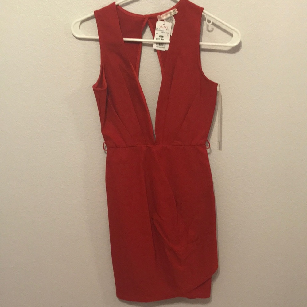 Never worn red plunging dress