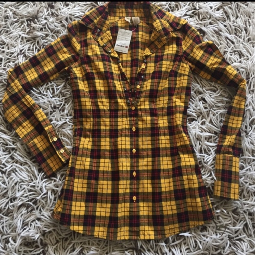 BKE Plaid fitted flannel shirt XS